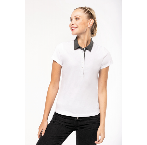 Polo jersey bicolor mujer