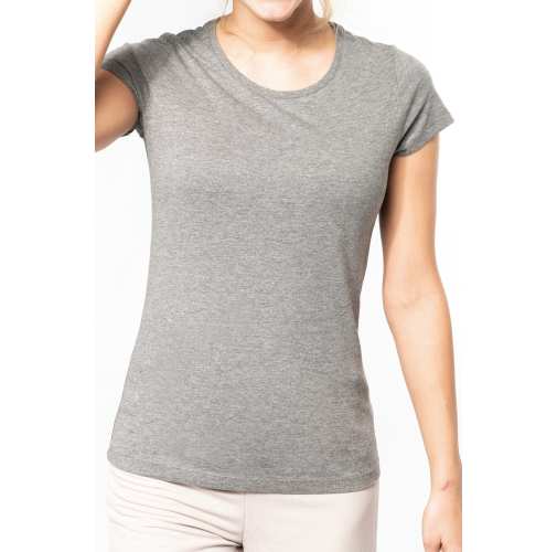 Camiseta de algodón orgánico cuello redondo de mujer