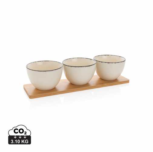 Set de cuencos Ukiyo de 3 piezas con bandeja de bambú