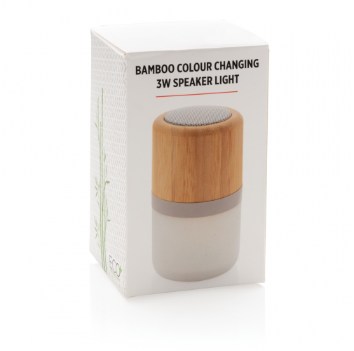 Altavoz Bambú 3W con luz cambiante